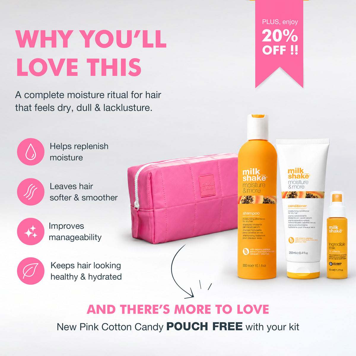 milk_shake Pink Cotton Candy Hair Kit | Moisture&More